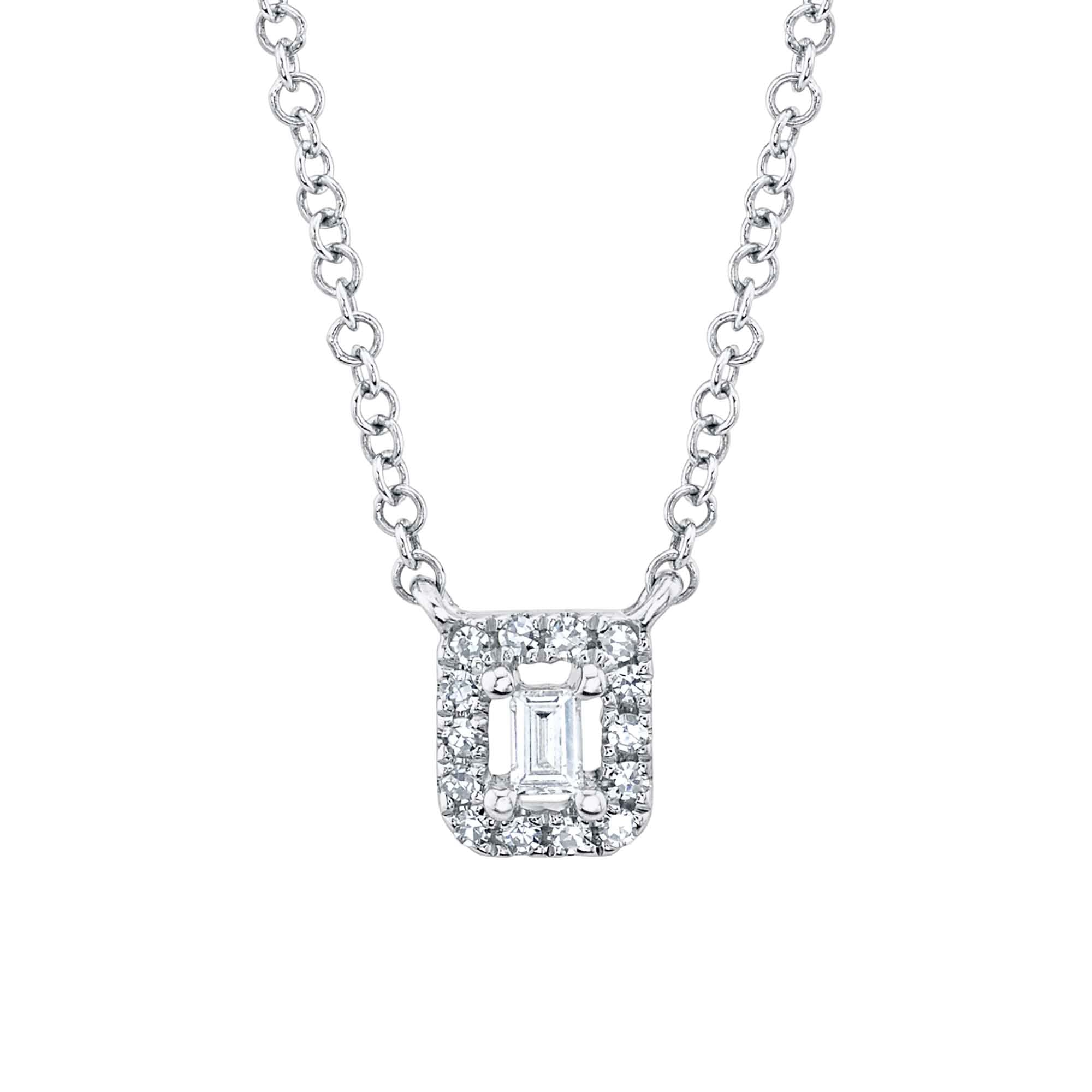 0.05CT 14K W/G DIAMOND BAGUETTE NECKLACE
