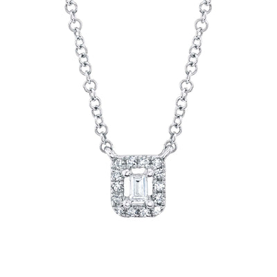 0.05CT 14K W/G DIAMOND BAGUETTE NECKLACE