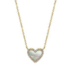 0.09CT DIAMOND & 0.56CT MOTHER OF PEARL 14K Y/G HEART NECKLACE