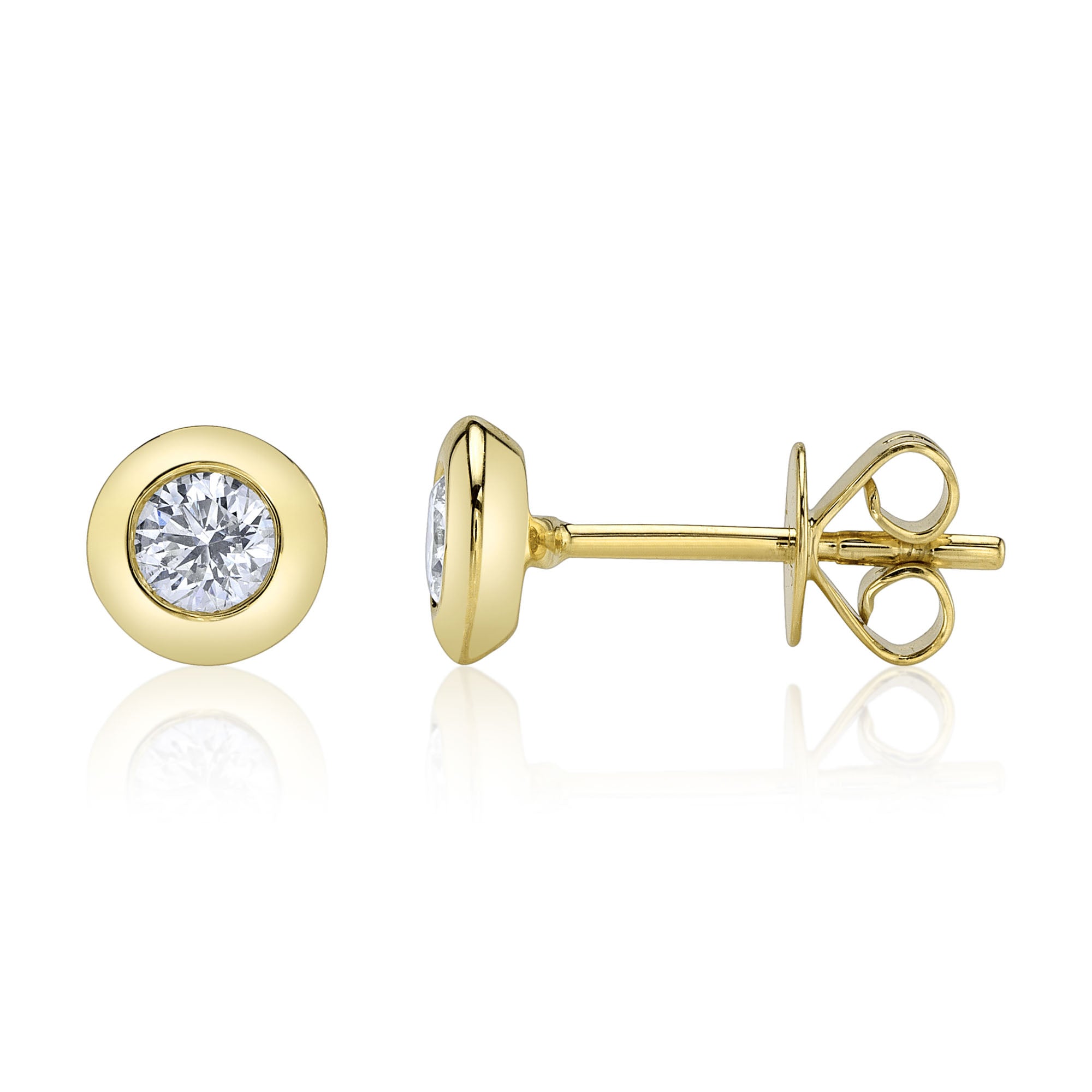 0.40CT 14K Y/G DIAMOND BEZEL STUD EARRING