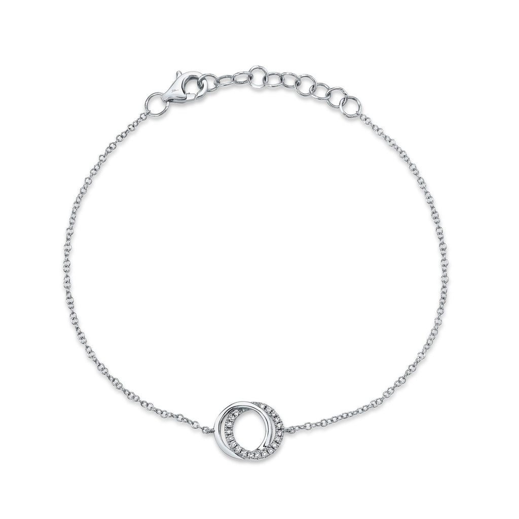 0.07CT 14K W/G DIAMOND LOVE KNOT CIRCLE  BRACELET