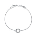 0.07CT 14K W/G DIAMOND LOVE KNOT CIRCLE  BRACELET