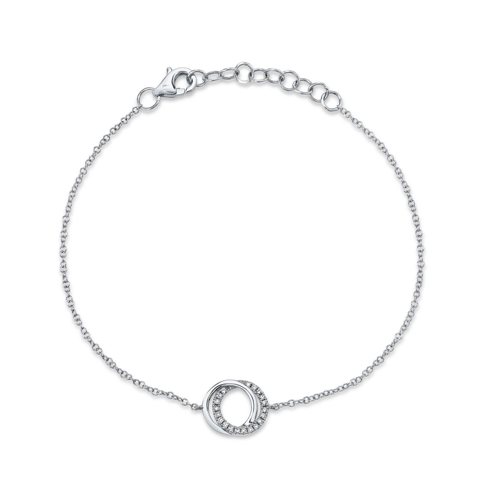 0.07CT 14K W/G DIAMOND LOVE KNOT CIRCLE  BRACELET