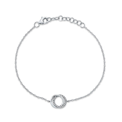 0.07CT 14K W/G DIAMOND LOVE KNOT CIRCLE  BRACELET