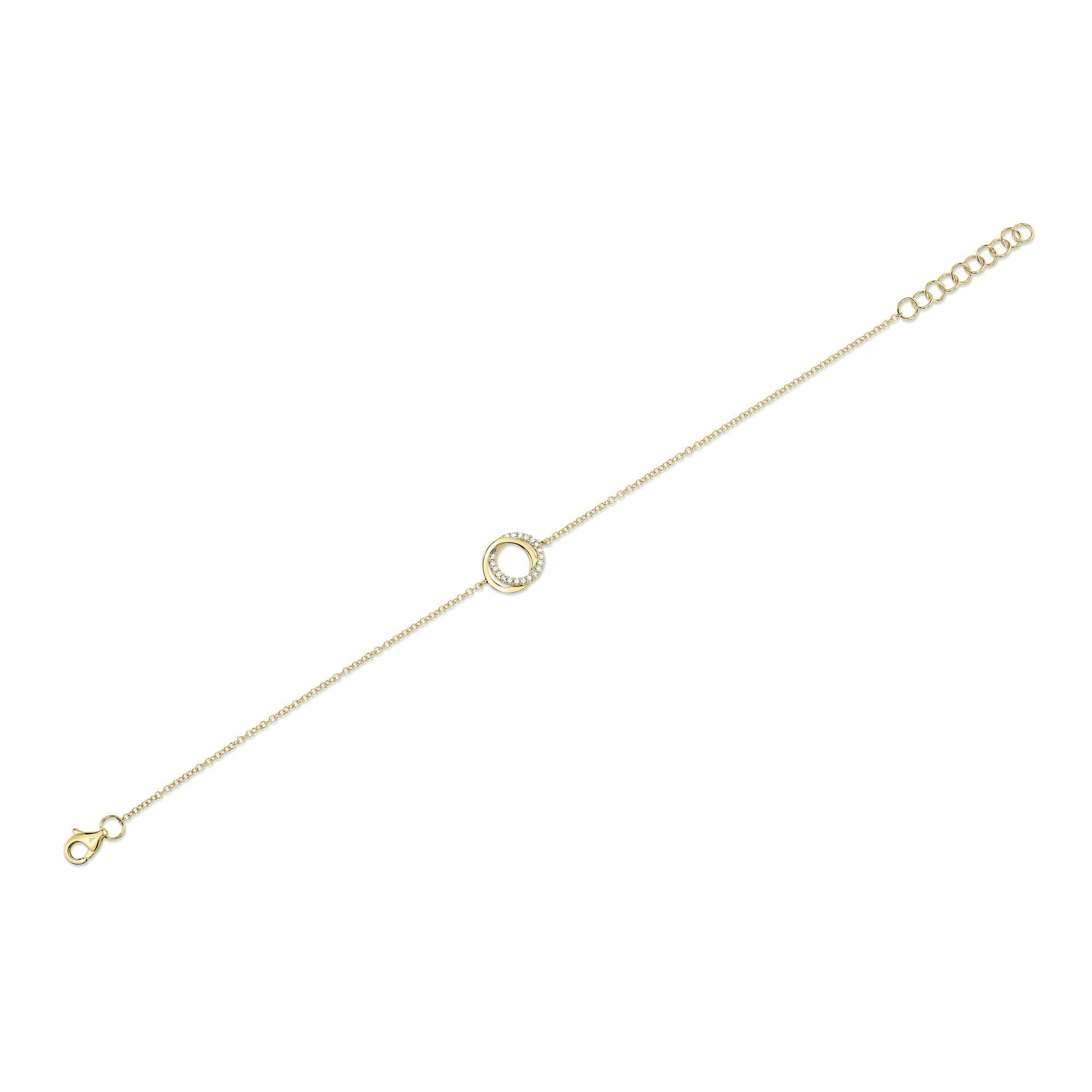 0.07CT 14K Y/G DIAMOND LOVE KNOT CIRCLE  BRACELET