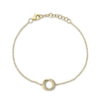 0.07CT 14K Y/G DIAMOND LOVE KNOT CIRCLE  BRACELET