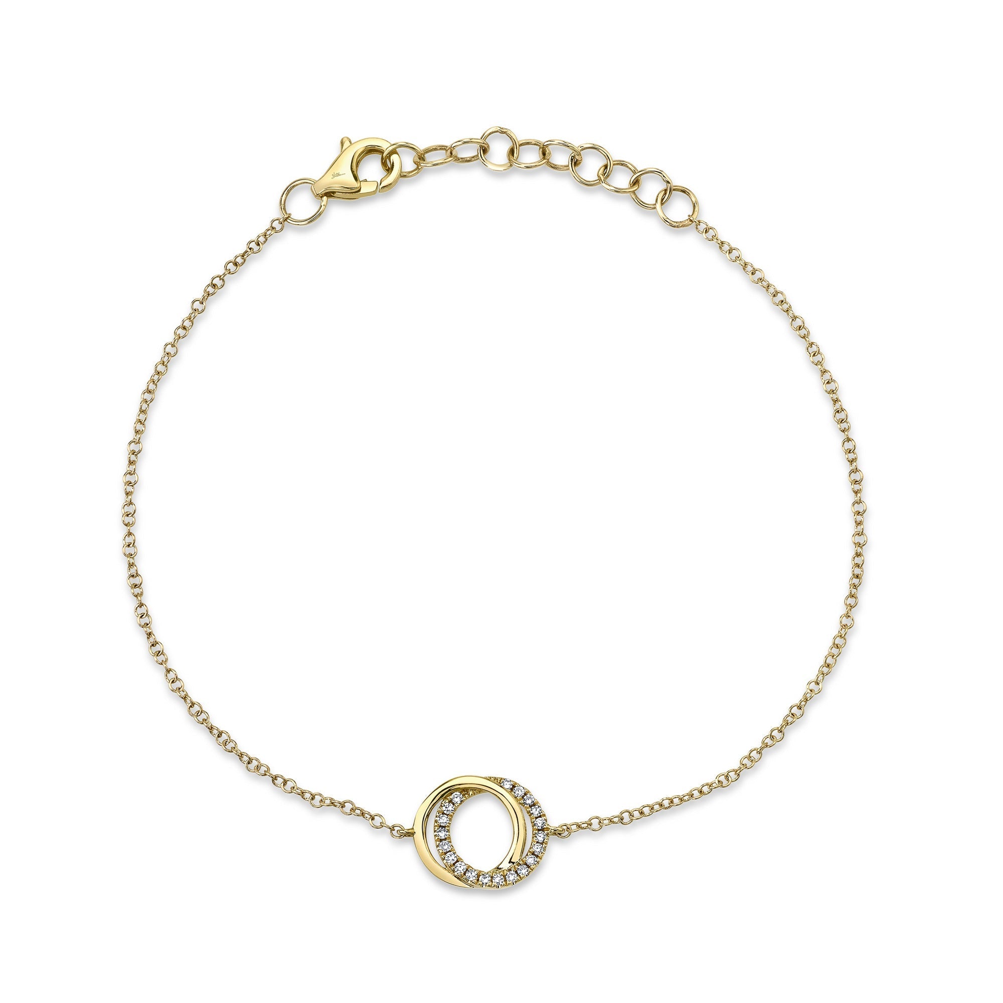 0.07CT 14K Y/G DIAMOND LOVE KNOT CIRCLE  BRACELET