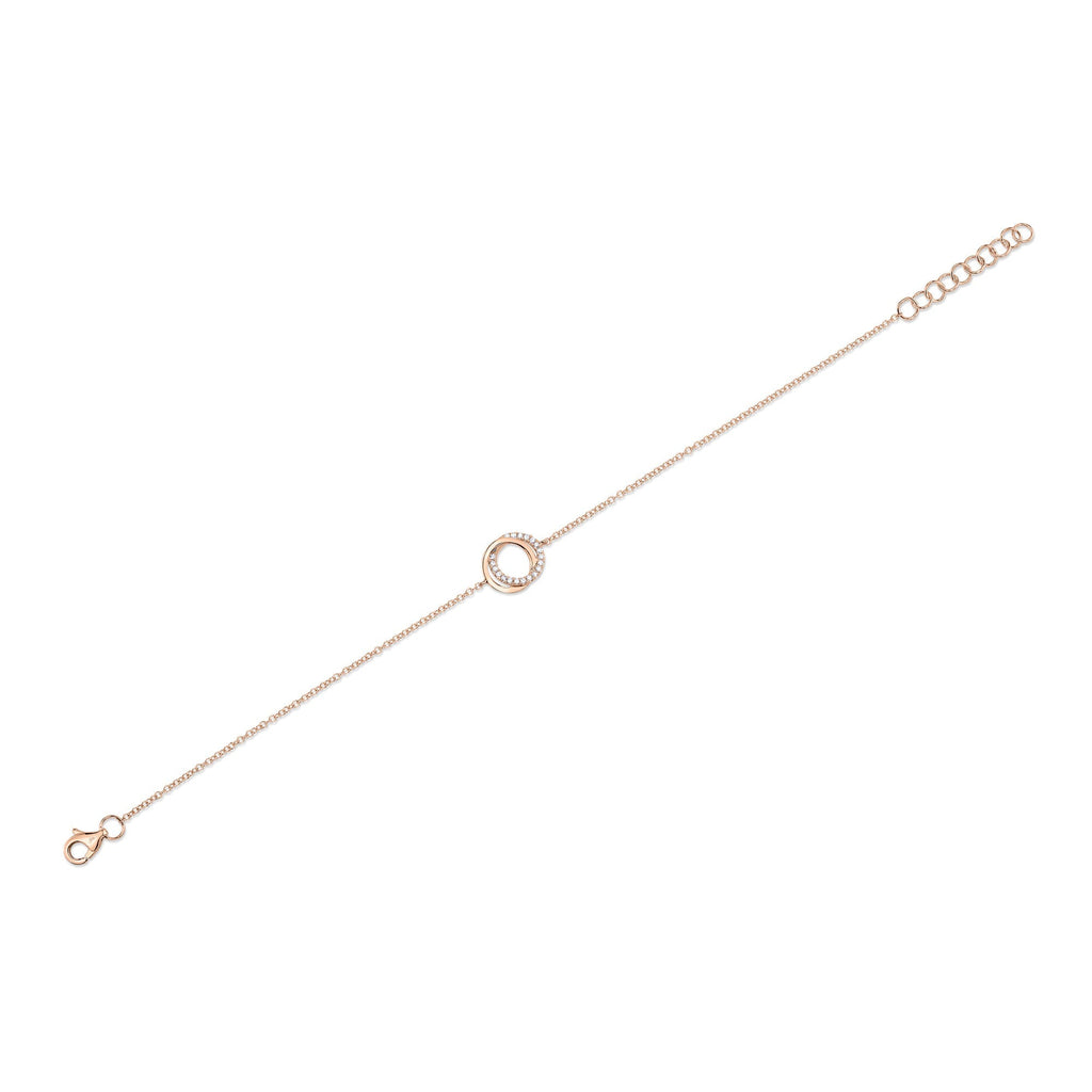 0.07CT 14K R/G DIAMOND LOVE KNOT CIRCLE  BRACELET