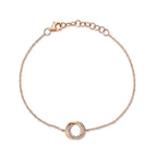 0.07CT 14K R/G DIAMOND LOVE KNOT CIRCLE  BRACELET