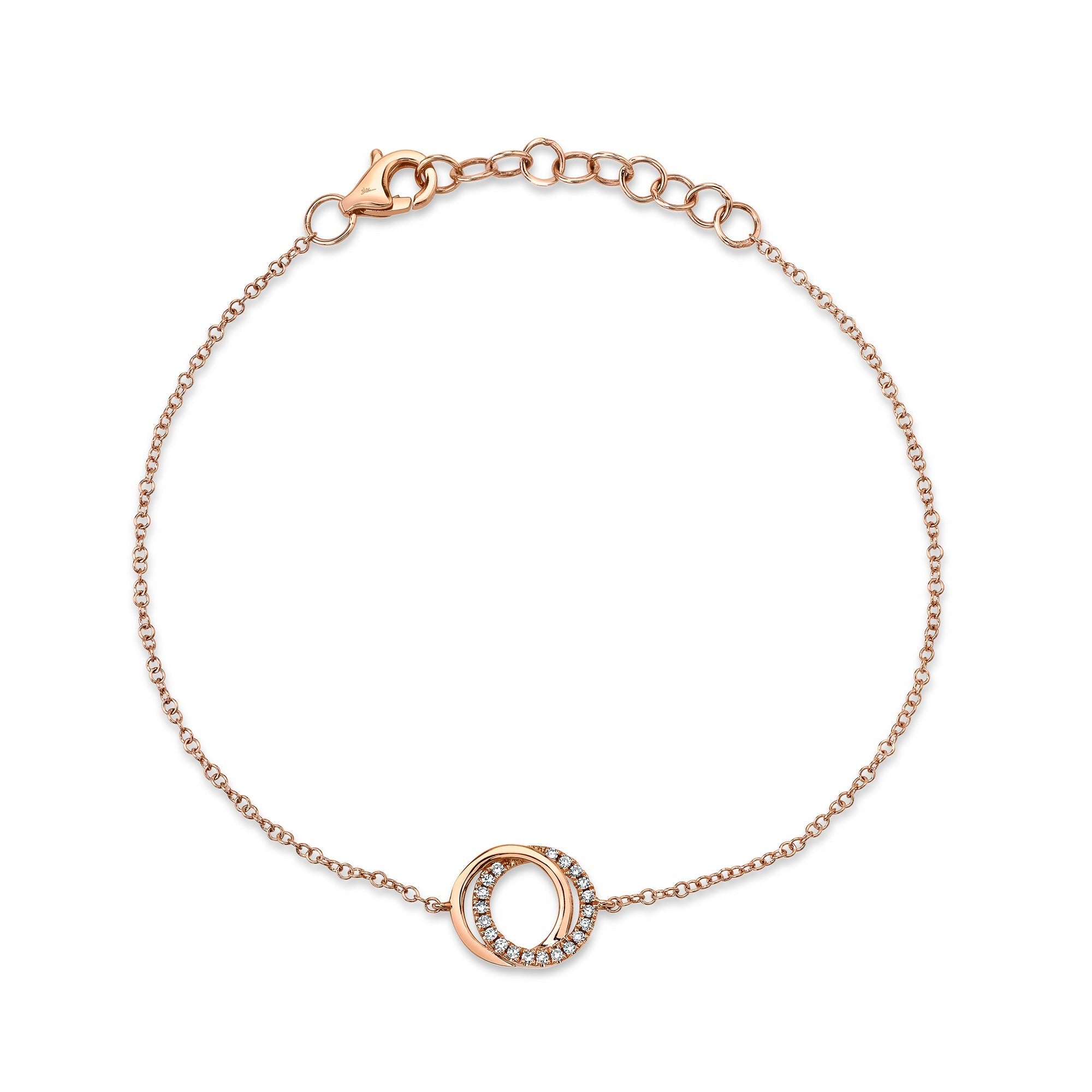 0.07CT 14K R/G DIAMOND LOVE KNOT CIRCLE  BRACELET