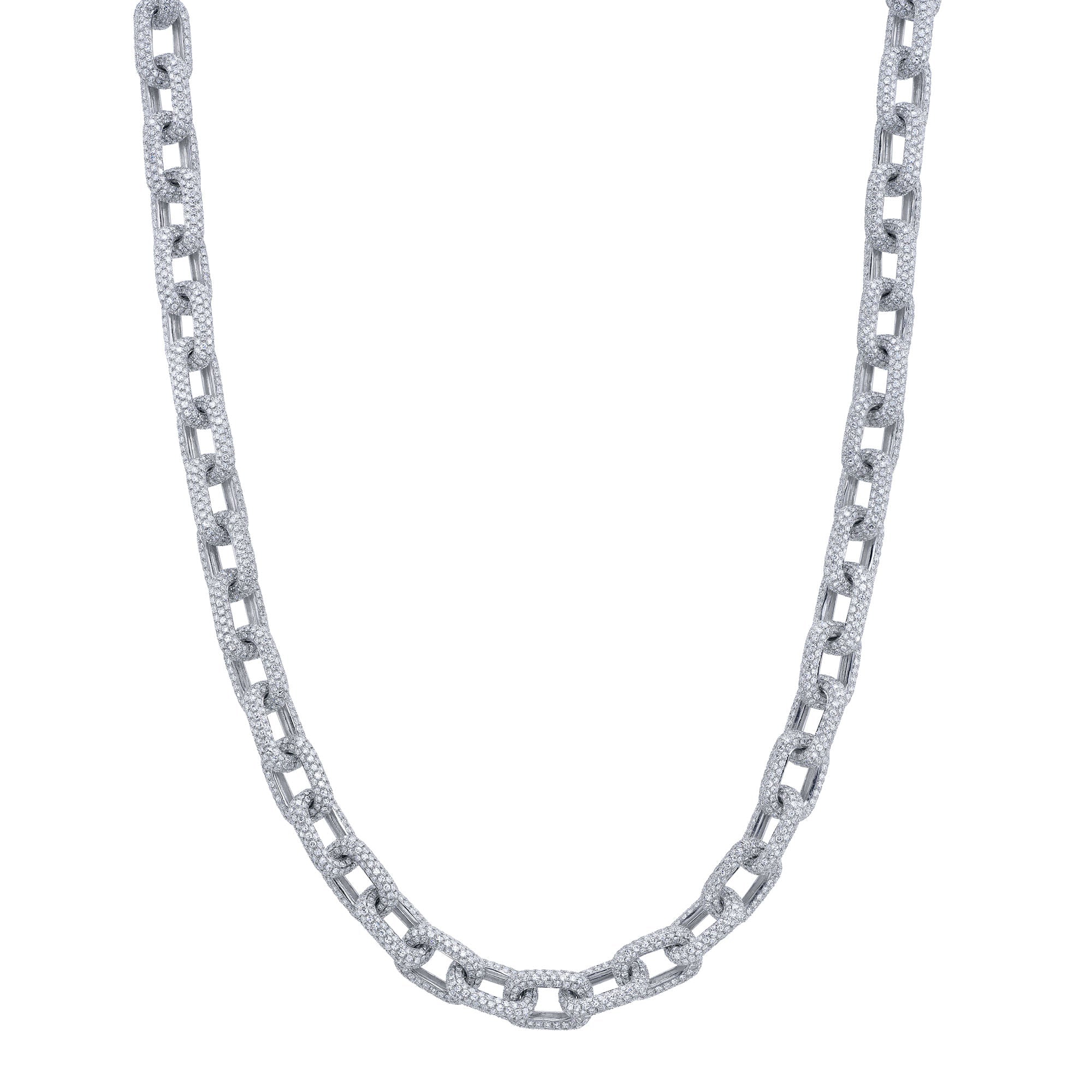17.25CT 14K W/G DIAMOND PAVE LINK NECKLACE