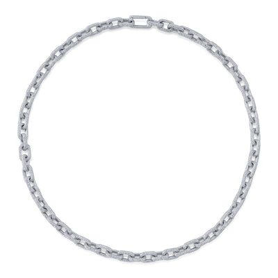 17.25CT 14K W/G DIAMOND PAVE LINK NECKLACE