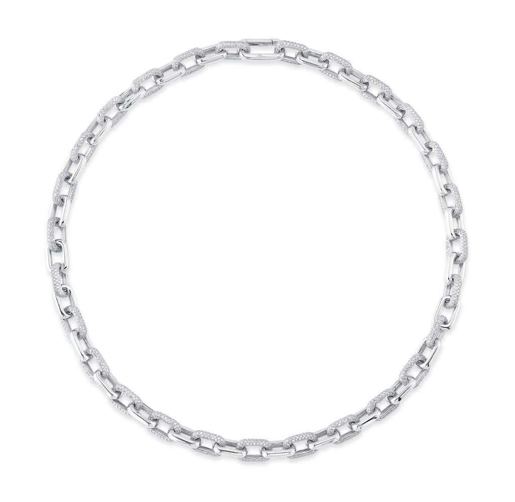8.72CT 14K W/G DIAMOND PAVE LINK NECKLACE