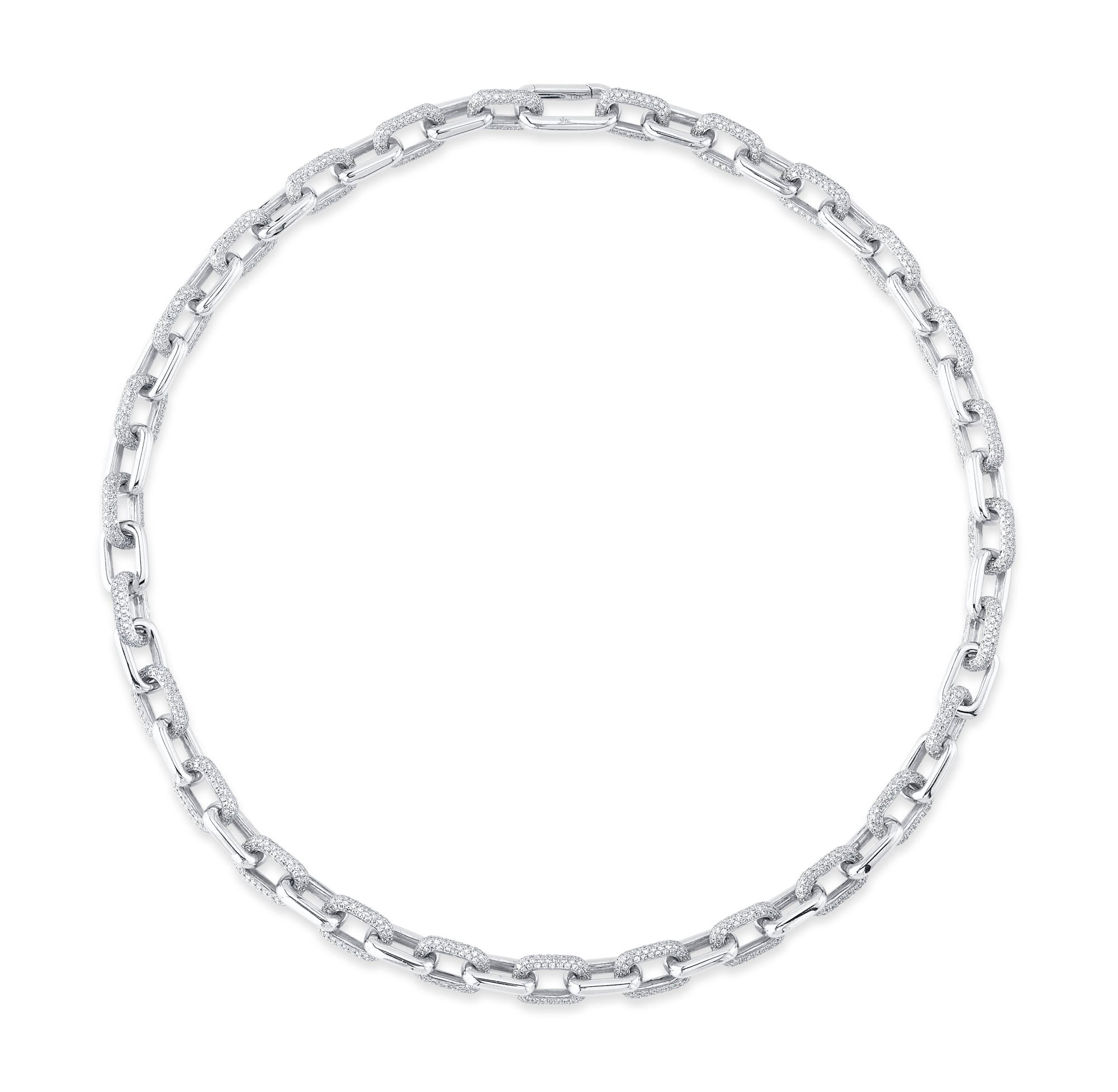 8.72CT 14K W/G DIAMOND PAVE LINK NECKLACE