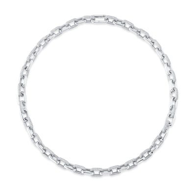 8.72CT 14K W/G DIAMOND PAVE LINK NECKLACE