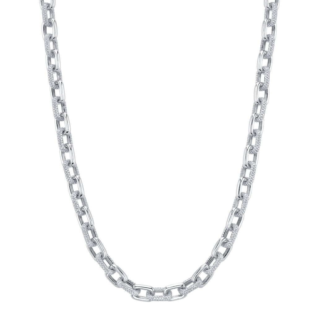 8.72CT 14K W/G DIAMOND PAVE LINK NECKLACE