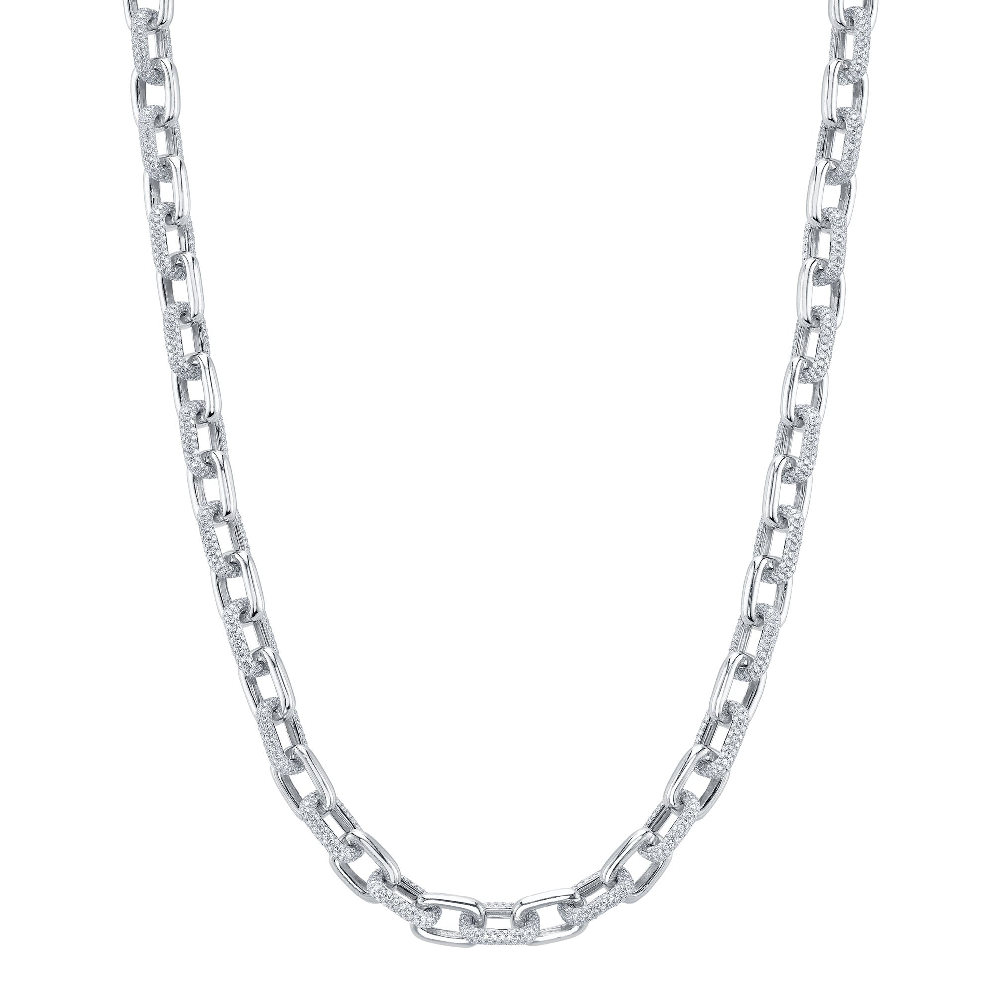 8.72CT 14K W/G DIAMOND PAVE LINK NECKLACE