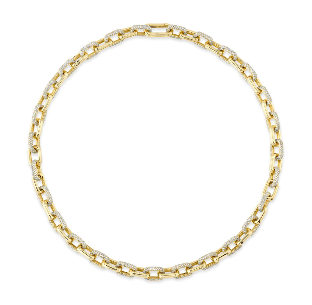 8.72CT 14K Y/G DIAMOND PAVE LINK NECKLACE