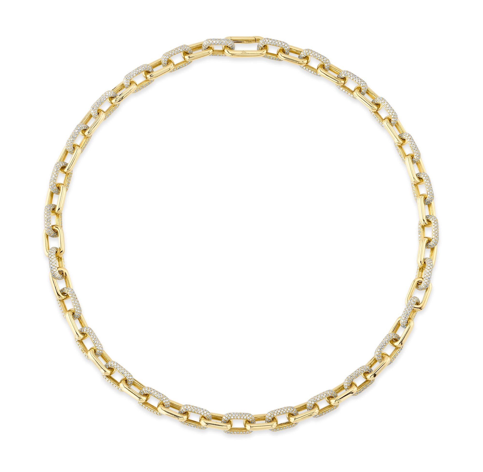 8.72CT 14K Y/G DIAMOND PAVE LINK NECKLACE