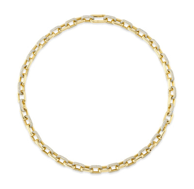 8.72CT 14K Y/G DIAMOND PAVE LINK NECKLACE