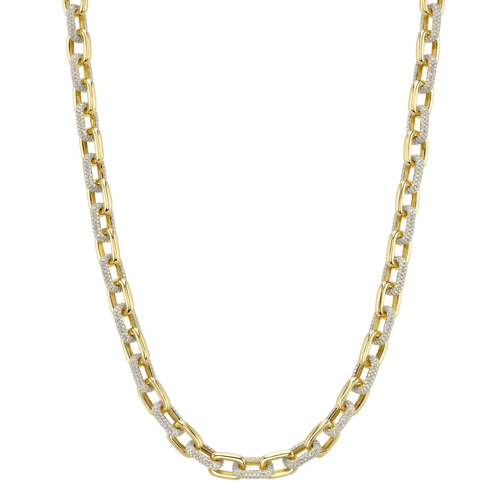 8.72CT 14K Y/G DIAMOND PAVE LINK NECKLACE