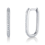 0.08CT 14K W/G DIAMOND OVAL HOOP EARRING
