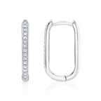 0.08CT 14K W/G DIAMOND OVAL HOOP EARRING