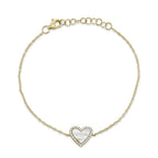 0.09CT DIAMOND & 0.56CT MOTHER OF PEARL 14K Y/G HEART BRACELET