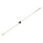 0.09CT DIAMOND & 0.57CT BLACK ONYX 14K Y/G HEART BRACELET