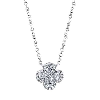 0.41CT 14K W/G DIAMOND PEAR CLOVER NECKLACE