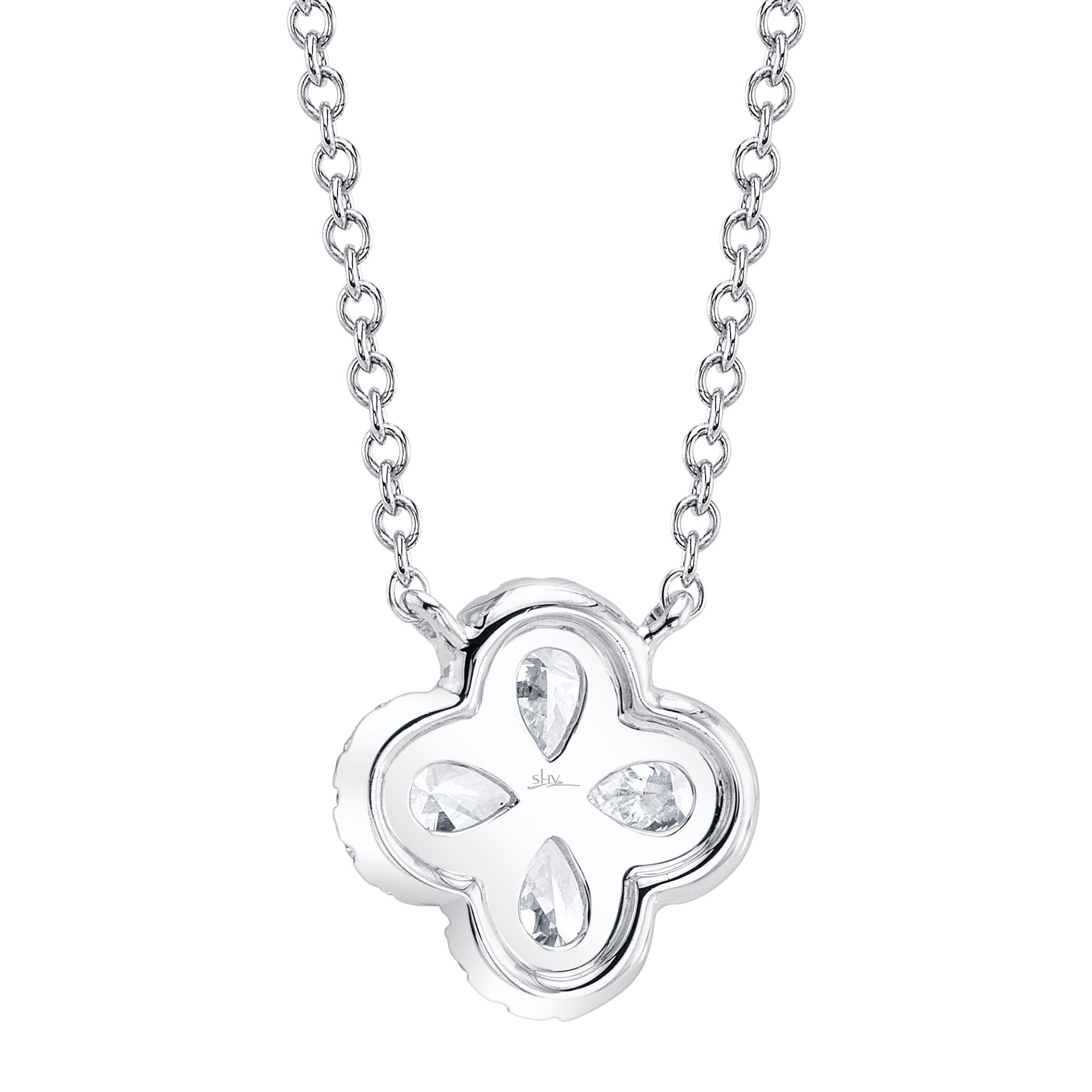 0.41CT 14K W/G DIAMOND PEAR CLOVER NECKLACE
