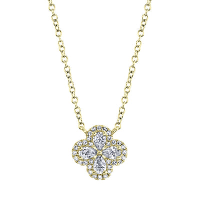 0.41CT 14K Y/G DIAMOND PEAR CLOVER NECKLACE