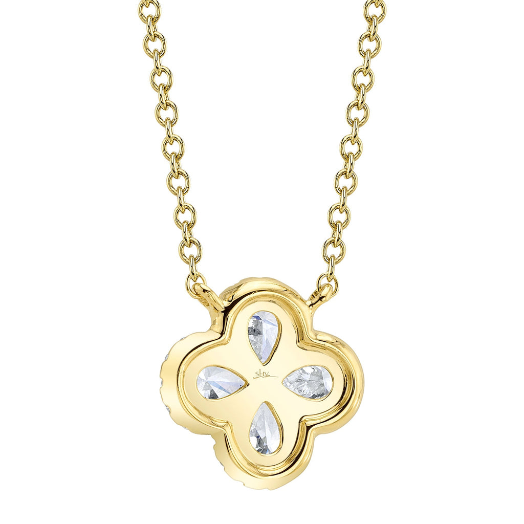 0.41CT 14K Y/G DIAMOND PEAR CLOVER NECKLACE