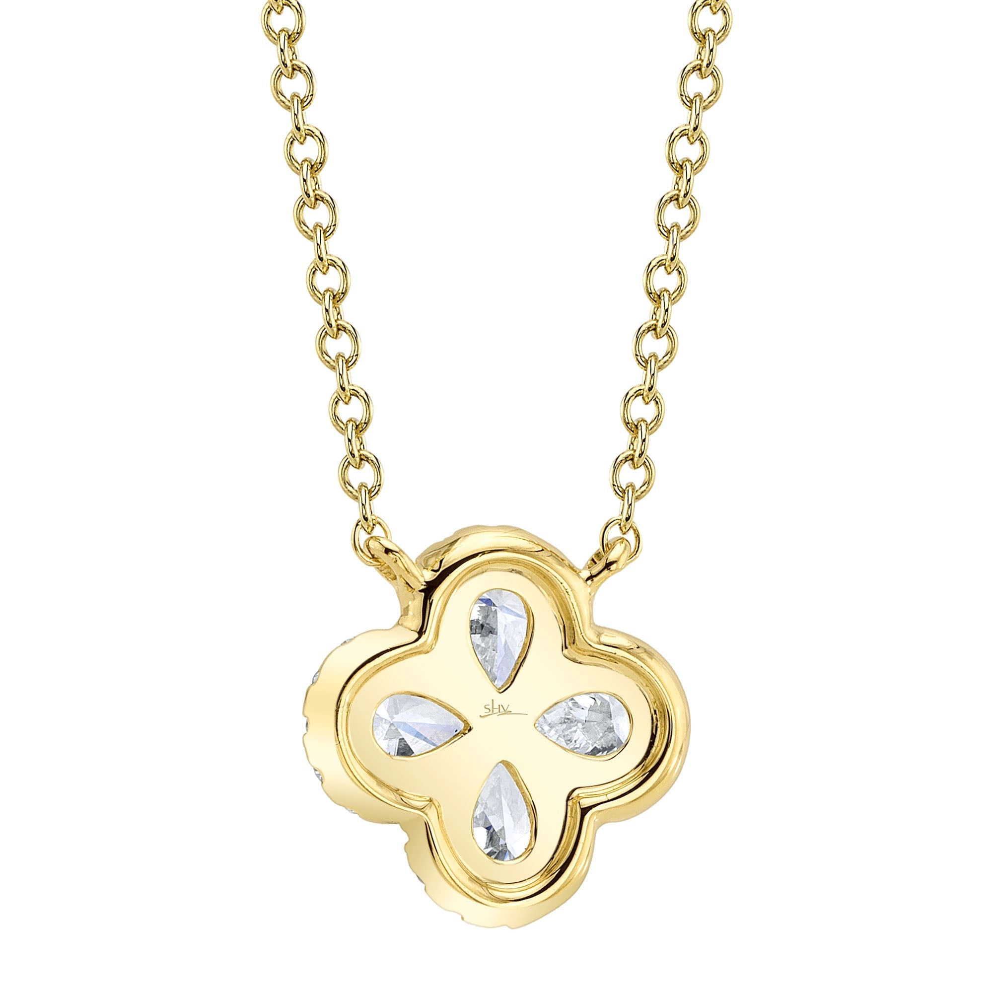 0.41CT 14K Y/G DIAMOND PEAR CLOVER NECKLACE