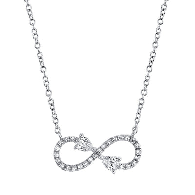 0.22CT 14K W/G DIAMOND PEAR INFINITY NECKLACE