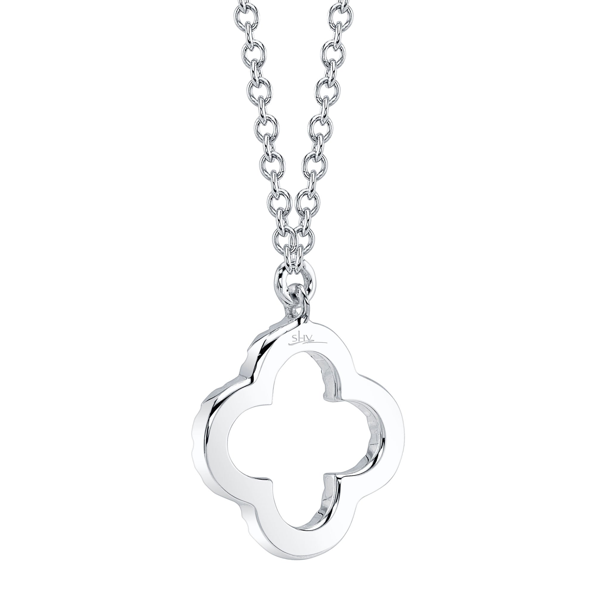 0.08CT 14K W/G DIAMOND CLOVER NECKLACE