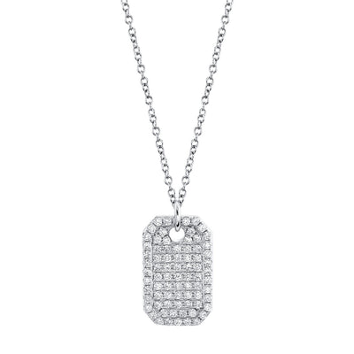 0.90CT 14K W/G DIAMOND DOG TAG NECKLACE