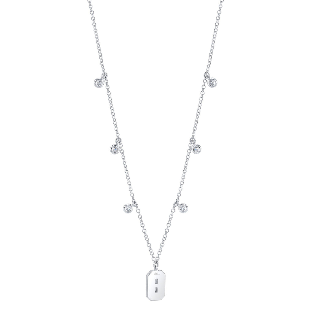 0.20CT 14K W/G DIAMOND BEZEL BAGUETTE NECKLACE