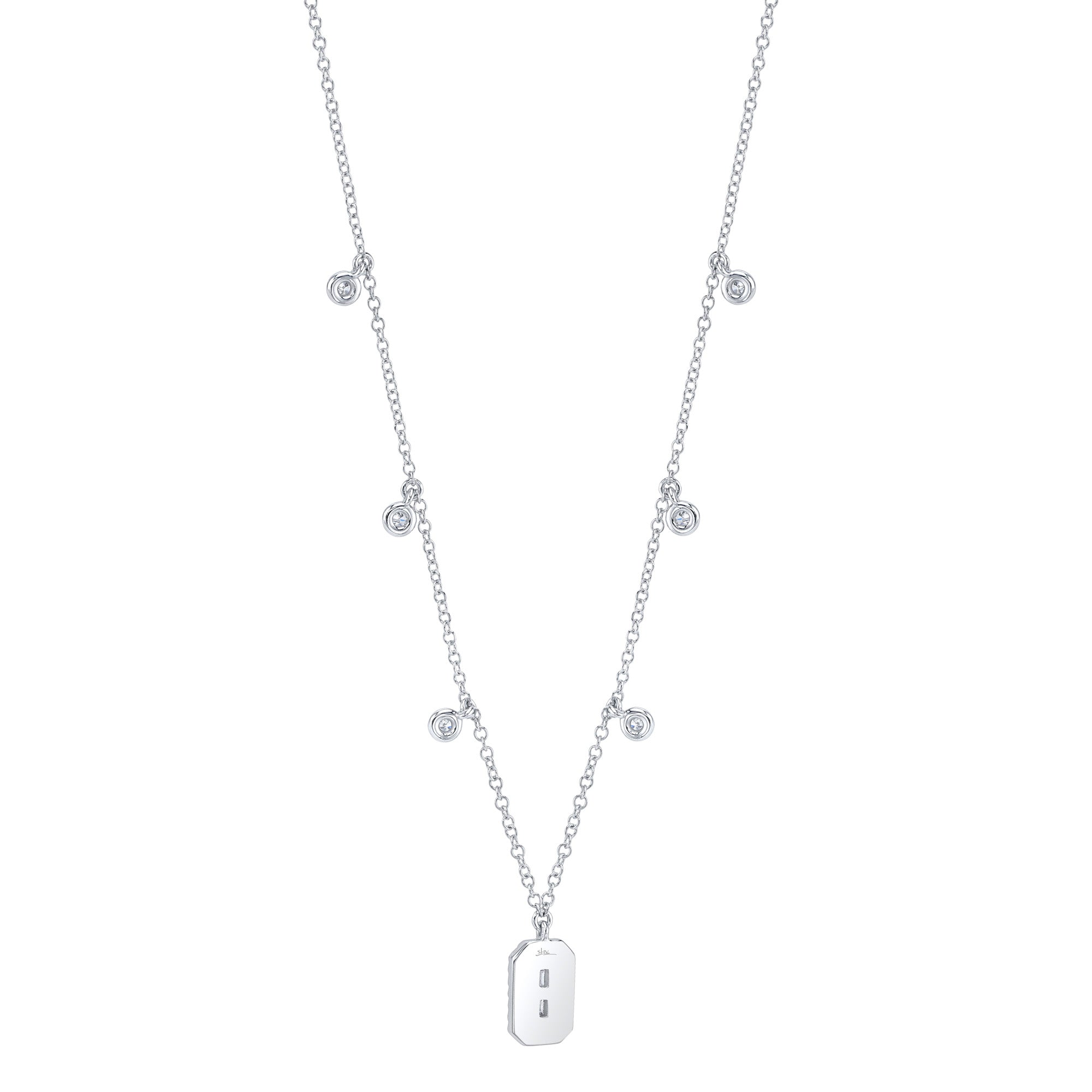 0.20CT 14K W/G DIAMOND BEZEL BAGUETTE NECKLACE
