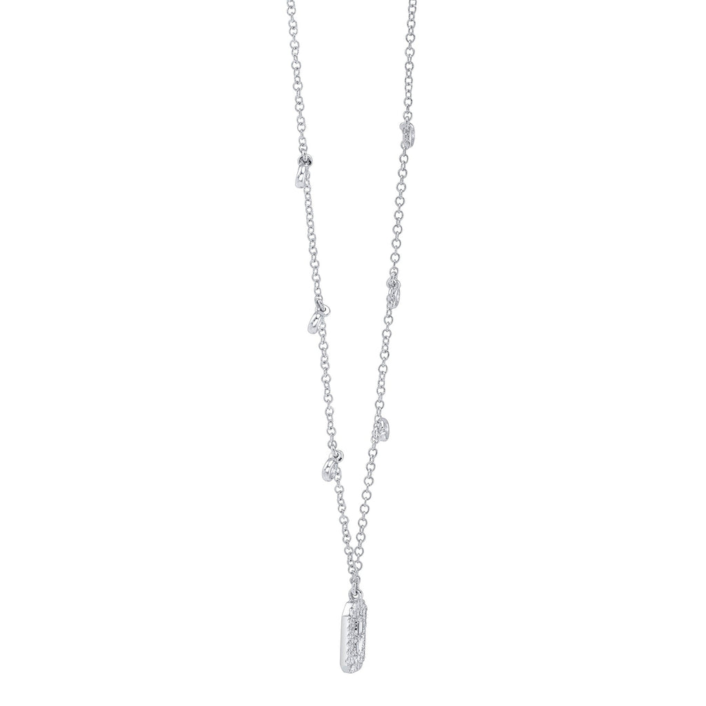 0.20CT 14K W/G DIAMOND BEZEL BAGUETTE NECKLACE