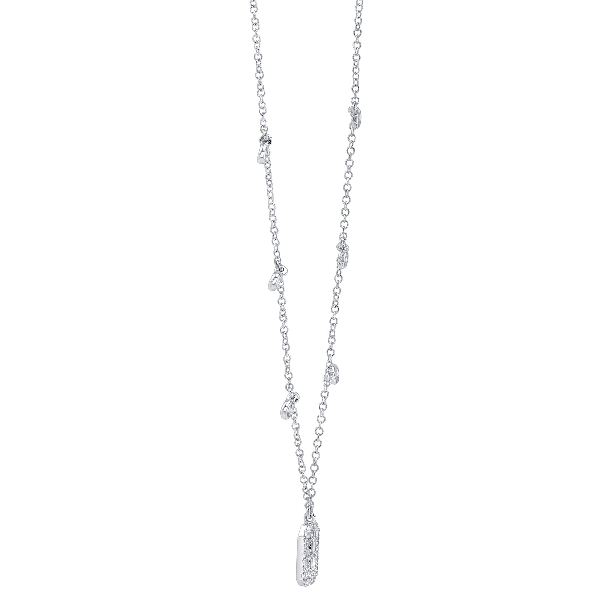 0.20CT 14K W/G DIAMOND BEZEL BAGUETTE NECKLACE