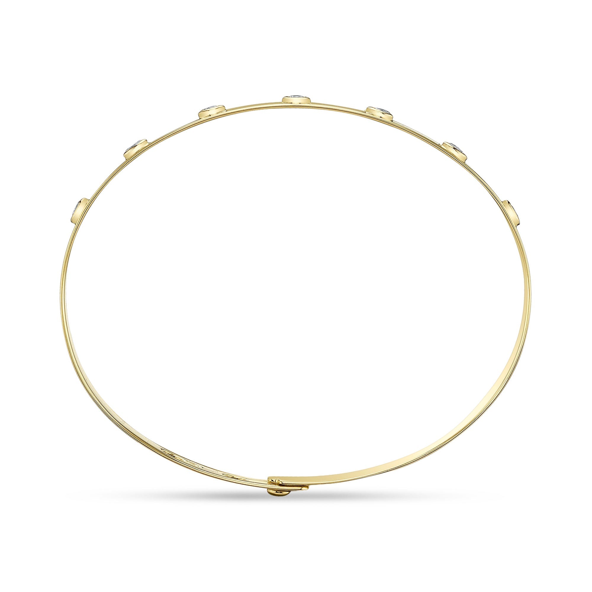 0.32CT 14K Y/G DIAMOND BEZEL LATCH LOCK BANGLE