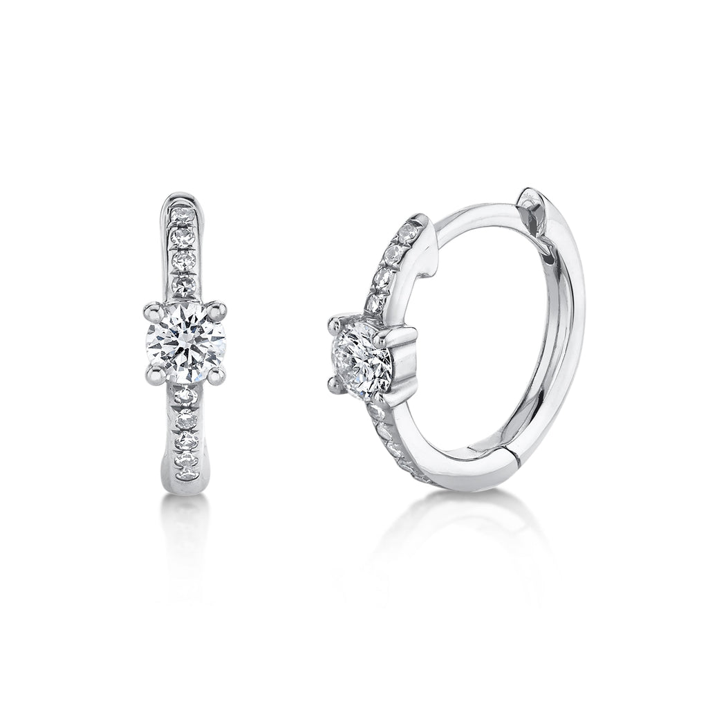 0.25CT 14K W/G DIAMOND HUGGIE EARRING