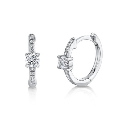 0.25CT 14K W/G DIAMOND HUGGIE EARRING