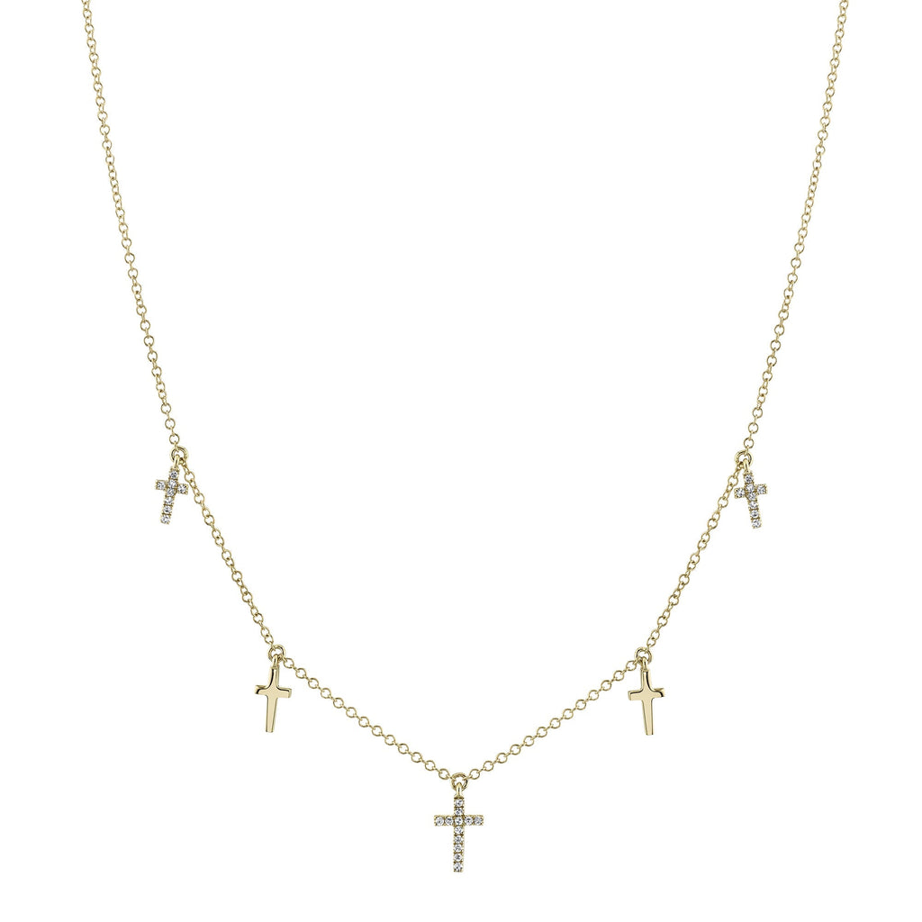 0.09CT 14K Y/G DIAMOND CROSS NECKLACE