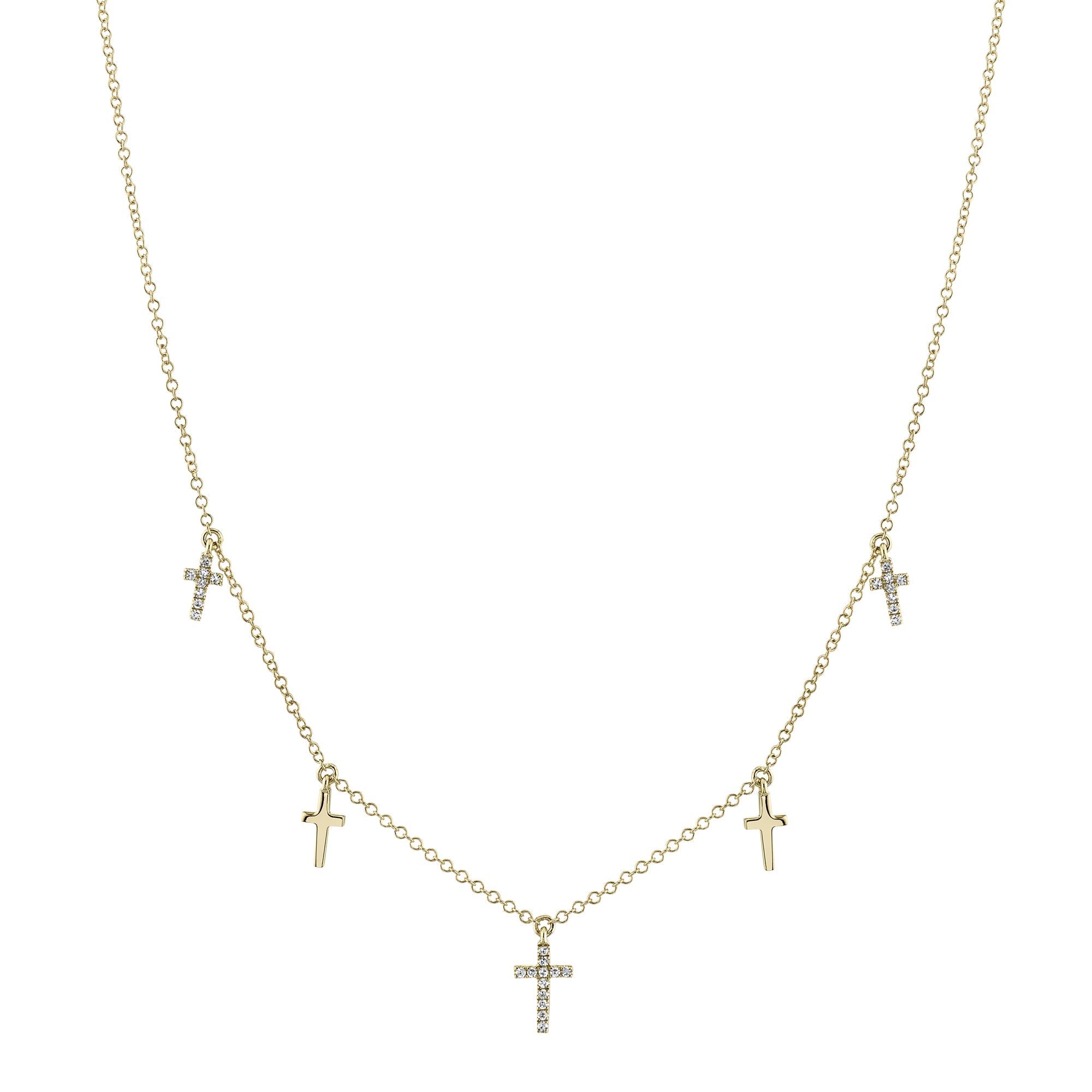 0.09CT 14K Y/G DIAMOND CROSS NECKLACE