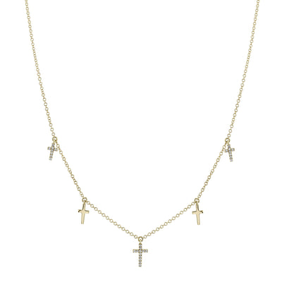0.09CT 14K Y/G DIAMOND CROSS NECKLACE