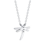 0.03CT 14K W/G DIAMOND DRAGONFLY MATTE NECKLACE