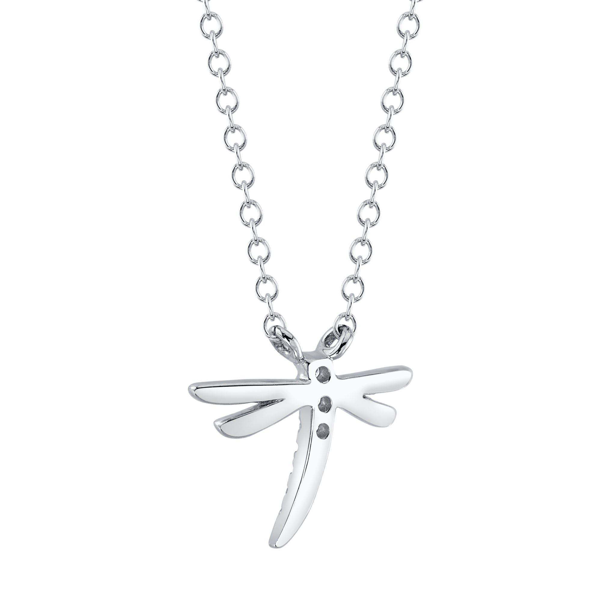 0.03CT 14K W/G DIAMOND DRAGONFLY MATTE NECKLACE
