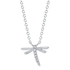 0.03CT 14K W/G DIAMOND DRAGONFLY MATTE NECKLACE